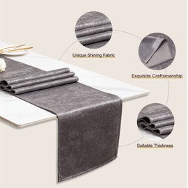 BALCONY & FALCON Table Runner Shiny Linen Look Table Decoration Suitable for Weddings, Birthday Parties, Christmas Dinners, Proms, Slate Grey, 35 x 180 cm