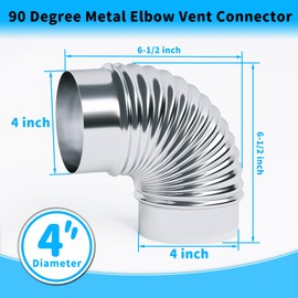Air Jade 2 Pcs 90 Degree Dryer Vent Elbow, 4" Diameter Metal Elbow Vent Connector for Dryers, HVAC Duct Pipe Ductwork, Galvanized Dryer Vent Elbow Connector for Tight Space