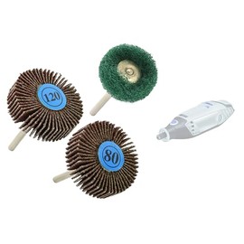 TIVOLY Pack of 3 Sanding Discs G80/G120/G240 + Driver - Sanding Wood and Metal - Attachment: Cylinder Shank Diameter 3.2 mm - for DREMEL/PROXXON and Other Multifunctional Machines