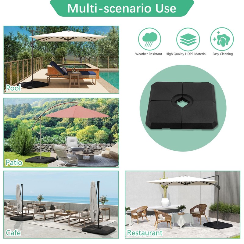 4 Pcs Heavy Duty Water and Sand Fillable Patio Umbrella