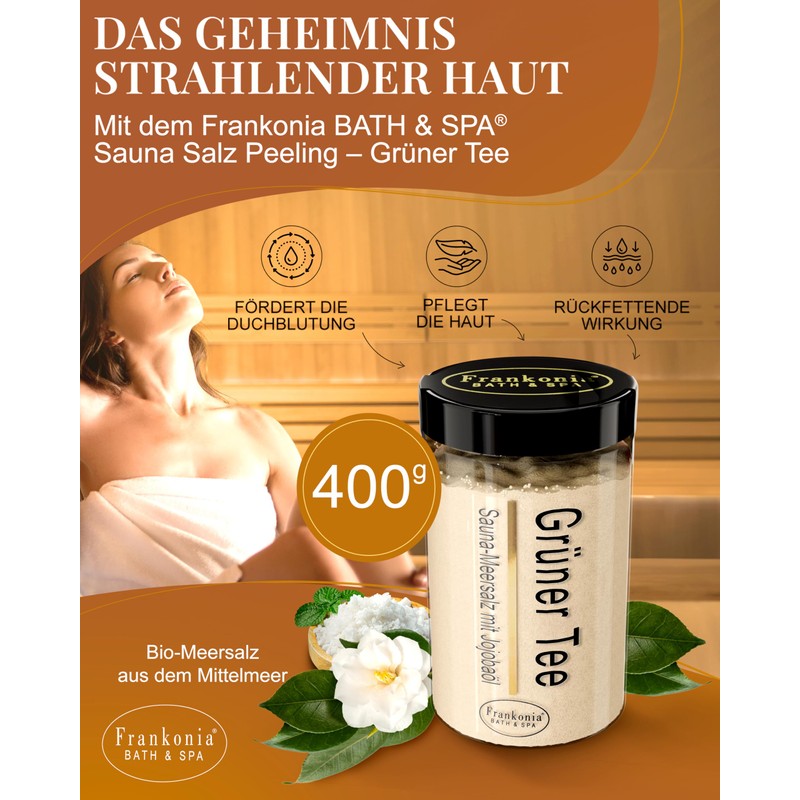 Frankonia BATH & SPA Green Tea Sauna Salt Scrub, 400