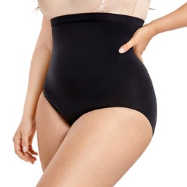 DELIMIRA Women's Tummy Control Shapewear Panties Plus Size High Waist Panty Black Medium