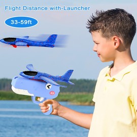 2 Pack Airplane Launchers Toy for Kids Toy Plane Outdoor Toys for Boys Flying Toys Birthday Gifts for Boys Girls 4 5 6 7 8 9 10 11 12 Year Old(2 Pcs (Pink+Blue))