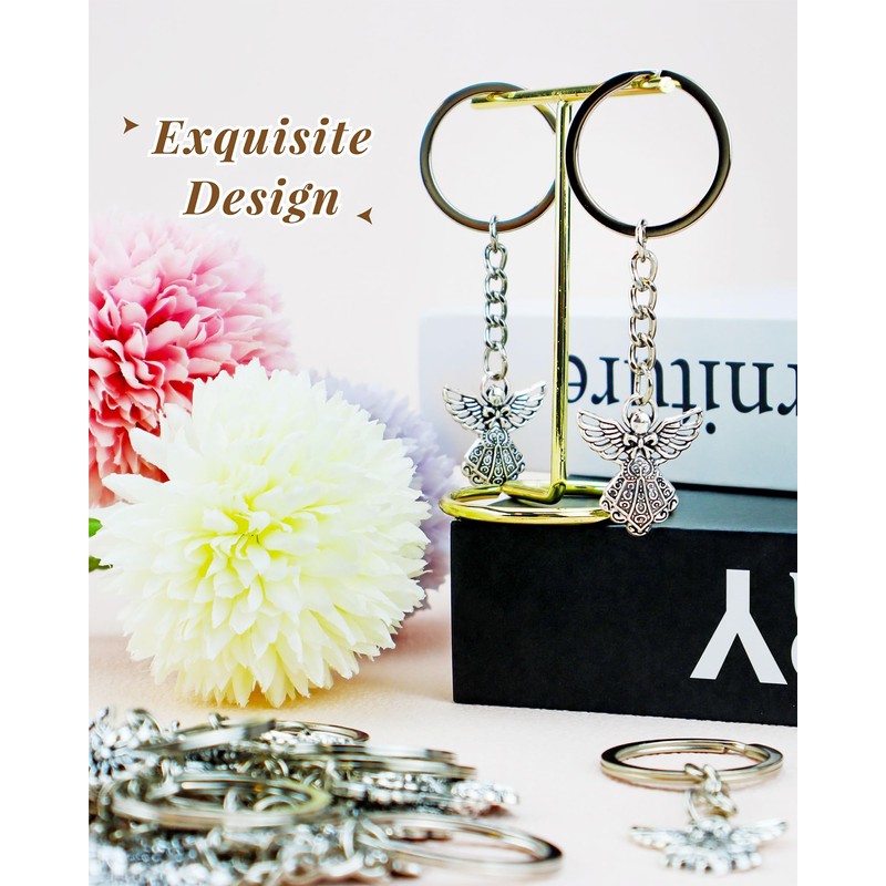 YETOOME 30 Pcs Guardian Angel Charm Keychain Key Ring for