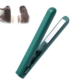 Dualglam 2 in 1 Mini Dual Purpose Curling Iron,Upgraded Mini Cur-ling Wand & Flat Iron Hair Straightener,Upgraded Mi-ni Dual Purpose Curlings Irons,Curling Wand for Short and All Hair Types (Green)