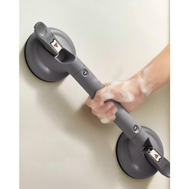 TianfuSpanda Heavy Duty Grab Bars for Bathtubs and Showers, 300-pound Weight Capacity, 17in Suction Shower Grab Bars for Seniors, No Drilling Waterproof(Gray)