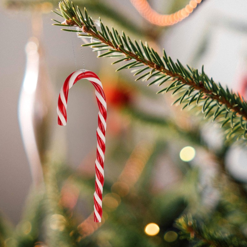 Candy Canes Set of 10 12.5 cm Red/White with String