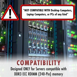 A-Tech 8GB DDR3 1866MHz PC3-14900R ECC RDIMM 2Rx8 Dual Rank 1.5V ECC Registered DIMM 240-Pin Server RAM Memory Upgrade Module (A-Tech Enterprise Series)