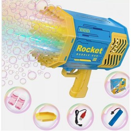 Automatic Bubble Maker Gun 69 Hole Bubble Machine Gun with Colorful Lights BLUE