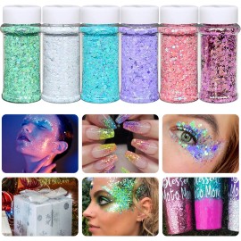 Wholesale  Craft Chunky Glitter Without Fine Glitter 12 Pcs 2oz Shakers Spring Glitter for Resin and Diy Decorationcolor: Set 22 6 mix colors/Sparkly Glitter