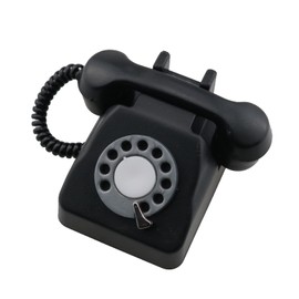 TAODAN Teléfono clásico de imitación negro 1/12 miniatura para casa de muñecas, accesorios de decoración