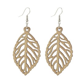 Fajewellery Wooden Jewellery Women's Wooden Earrings Pendant Leaf Wood Earrings Jewellery, Metal