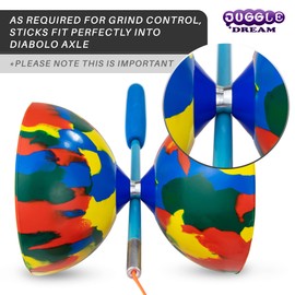 Juggle Dream SuperGlass Fibre Diabolo Handsticks with String - these Juggling Diablo Hand Sticks are Designed for Grinds and Stick Releases (Blue)