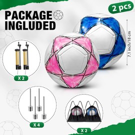 yasuwekik 2 Pack Operation Christmas Deflated Soccer Ball with Pump for Child Size 3,Size 4,Size 5 (Sun, Size 3)