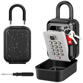 TEUEN Portable Key Lock Box, Waterproof Sturdy Lock Box for Keys with Code, Hide a Key Outside, 12-Digit Combination Lockbox Resettable Code Key Safe for Home, Office, Apartment, Warehouse