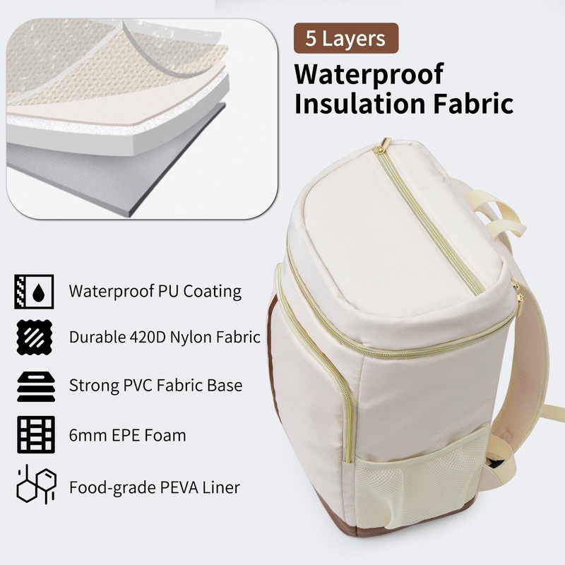 Cooler Backpack Insulated Waterproof 35 Cans, Soft Side Beach Cooler