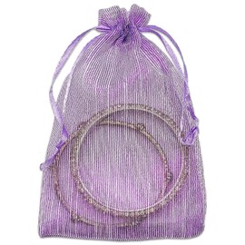 TheDisplayGuys - 96-Pack Striped Weave Organza Gift Bags with Drawstrings - Small 3" x 4" - Purple - for Party Favors, Samples,Treats
