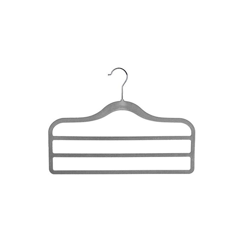 The Hanger Store Pack of 5 Grey 3 Bar Flocked