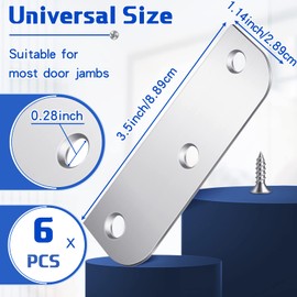 Lounsweer 6 Pcs Hinge Filler Plates 3.5 Inch With 5/8 Inch Door Edge Filler, Stainless Steel Door Hinge Shims, Gate Hole Cover, Satin Chrome Blanks With Matching Screws, Silver