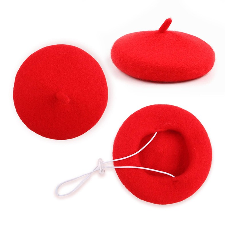 Dog Beret Hat,Pet Cap with Adjustable Elastic Strap, Dog Costume