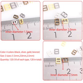 Youmeizer- 120 hebillas tri-glide, cierres de cinturón para bricolaje, ropa pequeña hecha a mano (4 colores mezclados, 1,5 mm y 2 mm, 4 colores mezclados, 1.5mm/0.06"＆2mm/0.08"＆2.5mm /0.1"