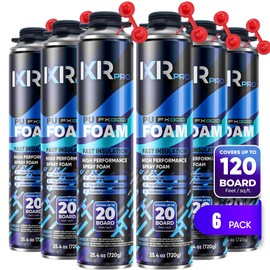 Spray Foam Insulation Can (6 x 25.4 oz. / 720 g) Expanding Sealant, Closed Cell Spray Foam Insulation, High Density Spray Foam, Walls Ceiling Windows Doors