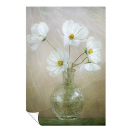 Panther Print Fine Art Prints White Daisy flowers in a vase Artistic Unframed Poster, Pictures for Home Walls, Bedroom, Living Room & Bathroom Decor 31x20cm (12x8in)