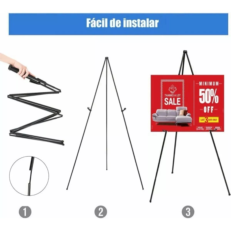 Ezzyso Caballete Plegable Instantáneo De 168cm Portátil Arte Pintar