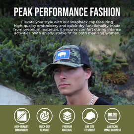 International Tie Wyoming Cap for Men and Women - Wyoming State Flag Trucker Baseball Snapback Hat (Camouflage)