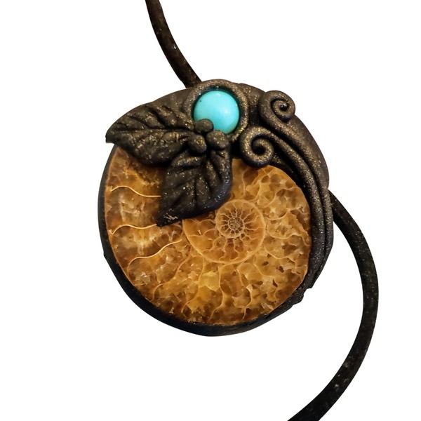 Golden Ratio Sacred Geometry Jewelry with Ammonite Fossil Necklace. Fibonacci