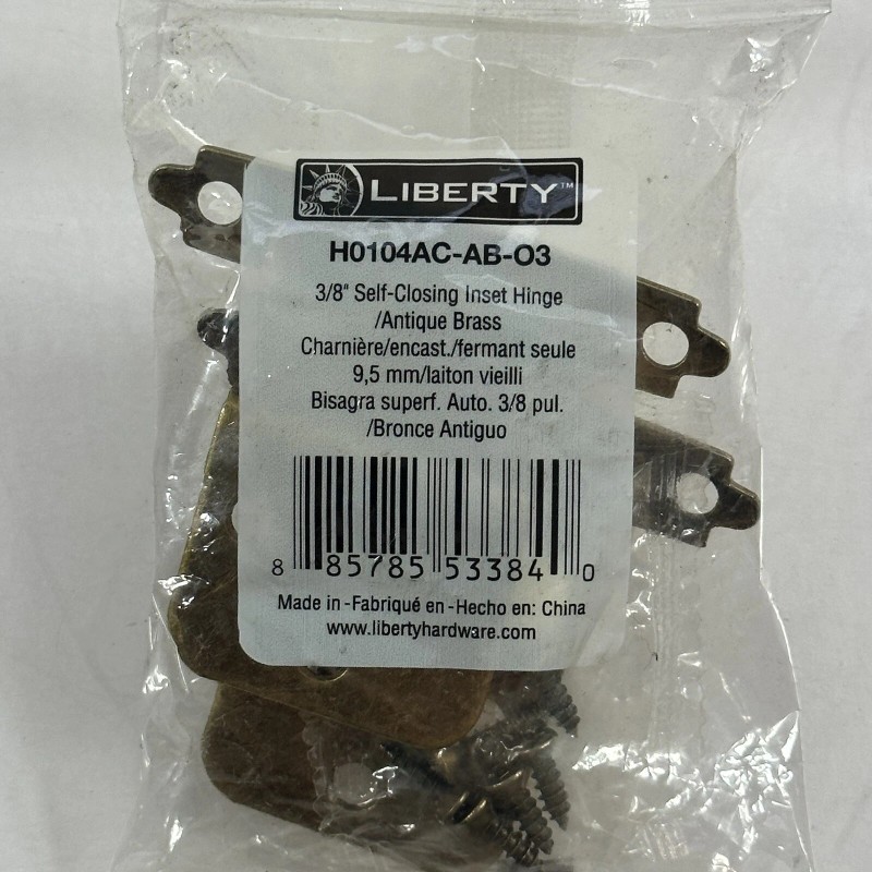 Liberty (2 Hinges) 3/8” Self Closing Hinge (Antique Brass) H0104AC-AB-03