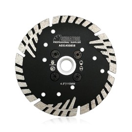 SHDIATOOL Diamond Turbo Blade Dia 4.5 Inch with Slant Protection Teeth Cutting Granite Marble Concrete Brick with 5/8-11 Thread