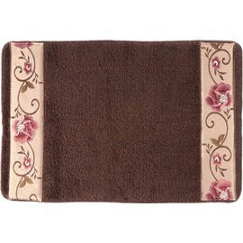 Zahari Home Larrisa Floral Bathroom Rug Luxury Bath Rug Washable Contemporary Decor Beautiful Shower Mat Unique Design Stylish Non Slip Shower Mat Flower Bath Rug Bath Shower Tub Decor