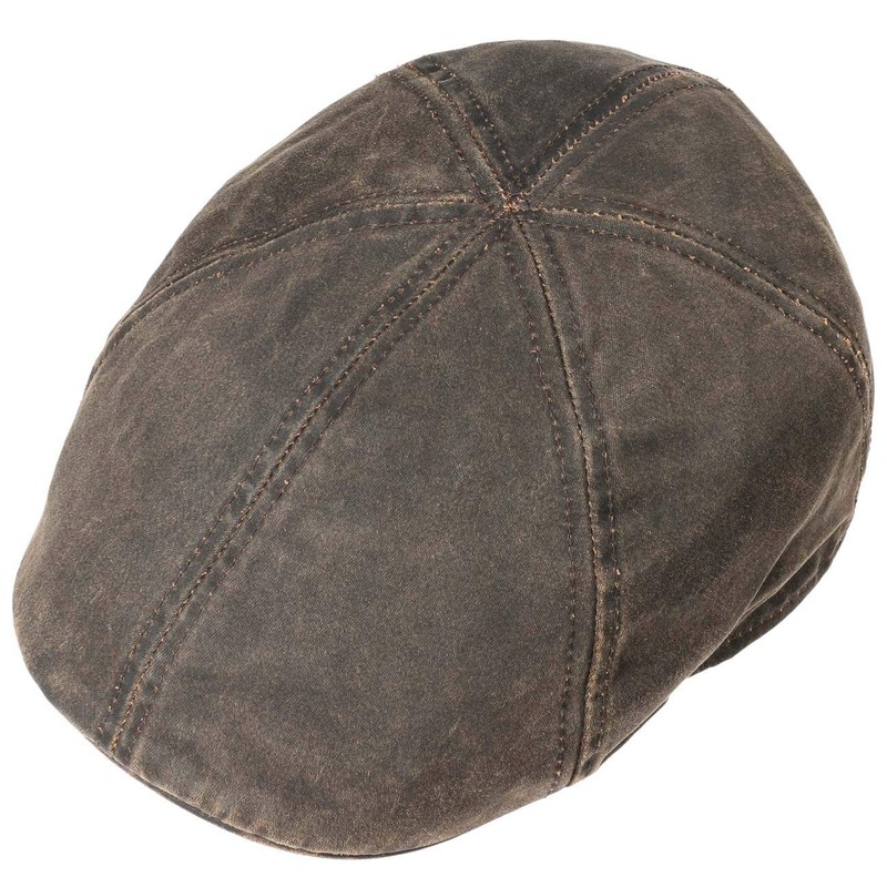 Stetson Level Distressed Cotton Duckbill Flat Cap Medium Brown