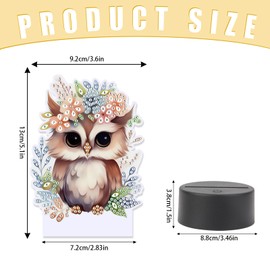 SHEGZHUC Diamond Painting Bedside Lamp Touch Diamond Painting Owl LED Table Lamp Night Light Socket USB LED Lamp Mosaic Diamond Painting Art Gift Ornaments Table Room Decoration