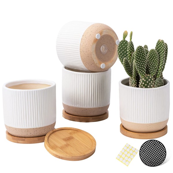 AOMRYOM 4 Inch Small Ceramic Plant Pots with Drainage Hole