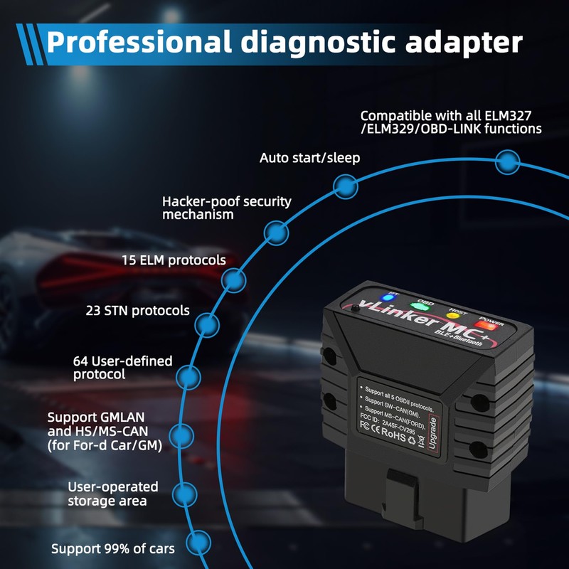 VGATE vLinker MC+ OBDII Bluetooth Adapter Car Wireless OBD2 Scanner