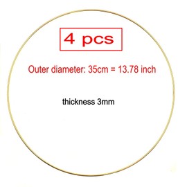 JZK 4 x Large Gold Metal Hoops for Crafting 35cm Macrame Rings Metal Rings for Craft 14 inch Dream Catcher Hoops, Floral Wreath Ring, Wall Hanging Decor