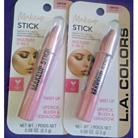 L.A. COLORS 2 LA Colors Pink Satin Makeup Stick Lipstick Blush Eyeshadow 3 in 1  Use CPB435