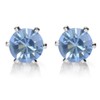 RIZILIA Stud Pierced Earrings with Round Cut Gemstones CZ [Tanzanite]