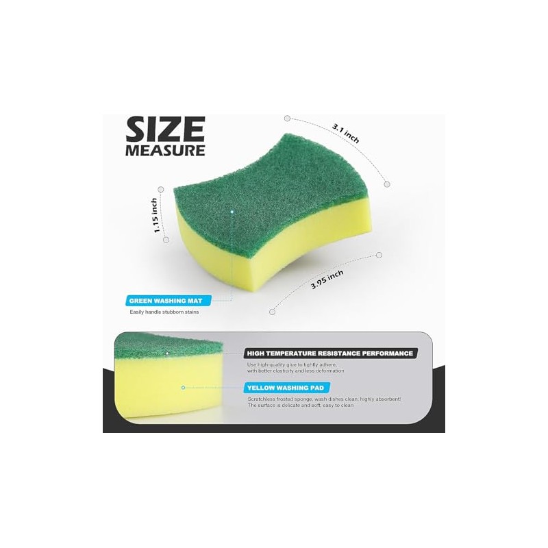 Kitchen Cleaning Sponges | Multipurpose Microfibre eco non-scratch for dish,