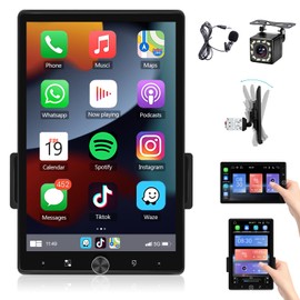 Single Din Apple Carplay Car Stereo Android Auto Manual&HD Screen- 10.4 Inch Touchscreen Car Radio with Bluetooth Mirror Link Backup Camera/USB/AUX Input/EQ/FM/Subwoofer/DSP/Voice Control