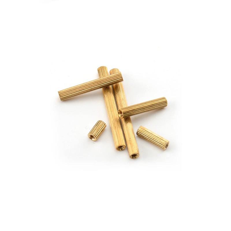 MACHSWON 10 PCS Round Knurled Hollow Copper Column M2*12mm Brass