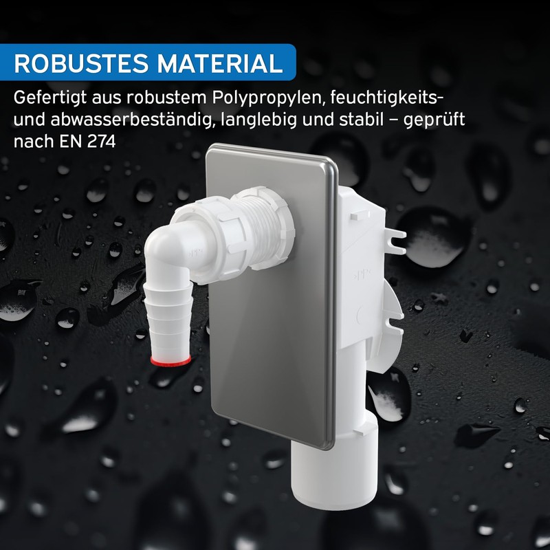 kör4u Flush-Mounted Siphon with Stainless Steel Cover for Washing Machine