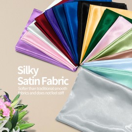 Homiest Light Grey Satin Fabric by The Yard, 1 Yard x 58 Inch Charmeuse Satin Fabric Silky & Shiny Cloth Fabric, Smooth Bridal Satin Fabric for Wedding Dress, Clothing Making, DIY Crafts, Sewing