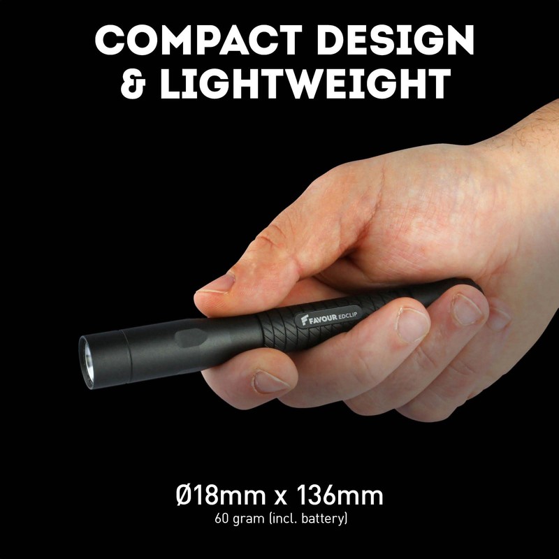 Favour LED Torch with Clip Holder, 250 Lumens, 2 Light