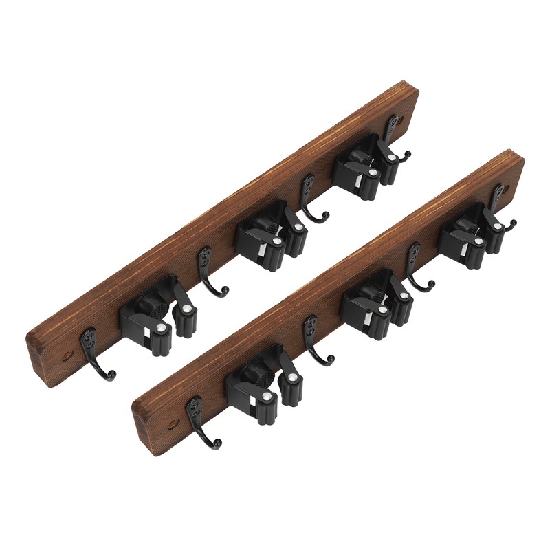 2pcs Mop Broom Holder 3 Positions 4 Hooks Wall Mount