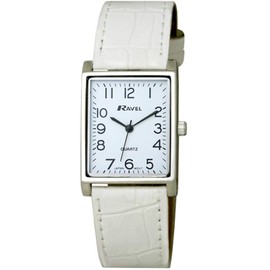 Ravel - Unisex Traditional Watch with Clear Numeral Dial - Silver Tone/White