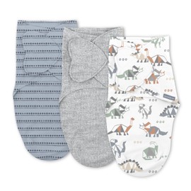 Ingenuity SwaddleMe Monogram Collection Swaddle, 3-Pack, for Ages 0-3 Months - Dino Mite