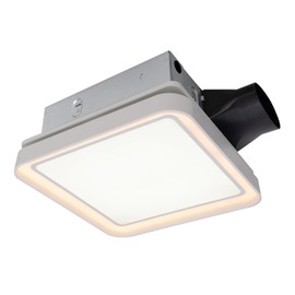 Akicon Bathroom Exhaust Fan with Light, 50-80-100 CFM DC Motor, 1.2 Sones Bathroom Vent Fan, 3CCT LED Light 2700K/4000K/5500K with 7W Night Light Quiet Energy Saving Bathroom Ceiling Fan, White